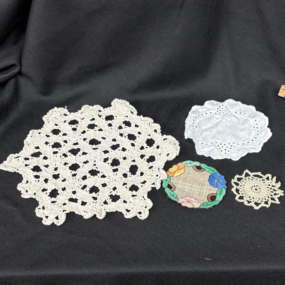 Handmade Crochet and Embroidered Doilies Set (lot)